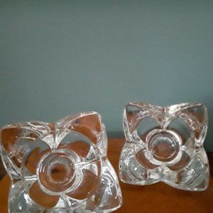 Vintage Flower Shaped Glass Taper Candle Holders